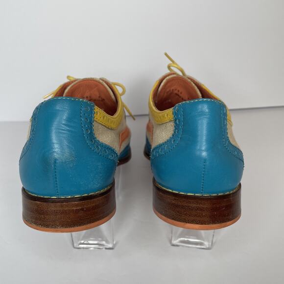 COLE HAAN Women's Wingtip Oxford Lace up Turquoise Orange Yellow D37780 7 -1/2 B - Picture 4 of 16